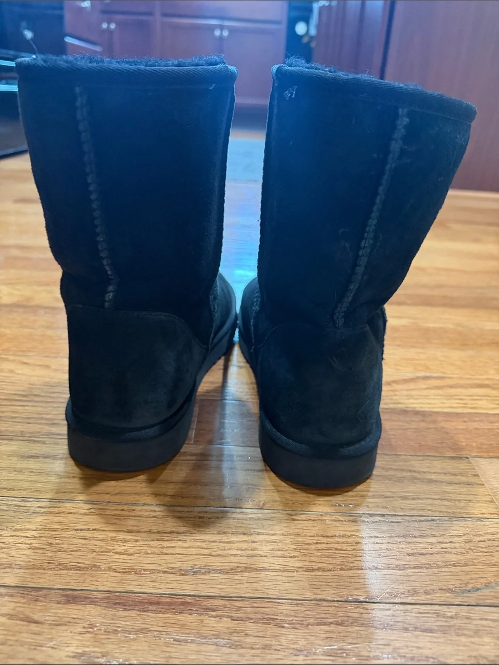 Classic Black Suede Fuzzy Lined Boots